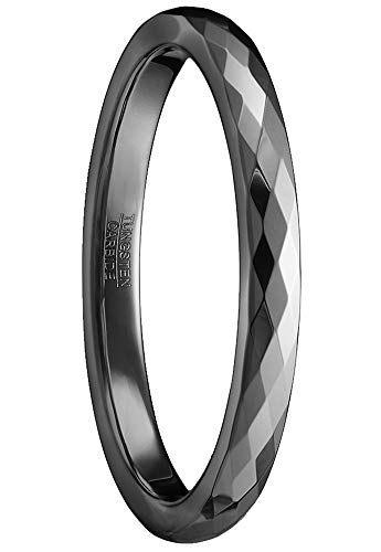 083BASE Ringe Damen/Herren Silber 2mm breit Kuppelform und Comfort Fit Design Stein Unisex Wolfram Ringe für von 083BASE