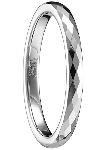 083BASE Ringe Damen/Herren Silber 2mm breit Kuppelform und Comfort Fit Design Stein Unisex Wolfram Ringe für von 083BASE