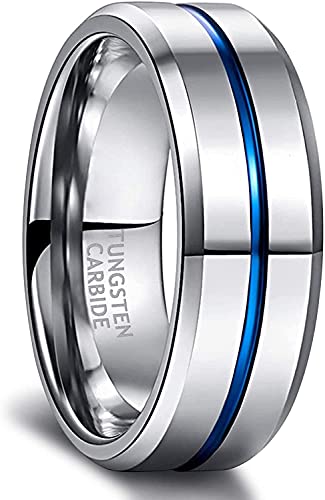 083BASE Ringe Herren Wolframcarbid Schwarz Außenbreite 8mm brei Comfort Fit Design Wolfram Ringe von 083BASE