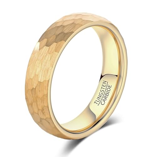 083BASE Wolframkarbid Ring – 4mm/6mm/8mm Breite, Hammerschlag-Design, Stahl- oder Schwarzfarbe, Unisex Partnerring oder Verlobungsring von 083BASE