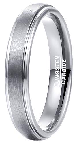083BASE Wolframkarbid Ring – Silber und Schwarz, 6mm/8mm Breite, Gebürstetes Design, Unisex Verlobungsring oder Partnerring von 083BASE