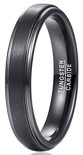 083BASE Wolframkarbid Ring – Silber und Schwarz, 6mm/8mm Breite, Gebürstetes Design, Unisex Verlobungsring oder Partnerring von 083BASE