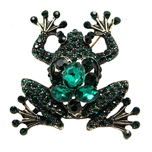 0Miaxudh Brosche, Retro Frauen Frosch Form Bling Strass Brosche Schmuck, Jeans Jacke Dekor Green von 0Miaxudh