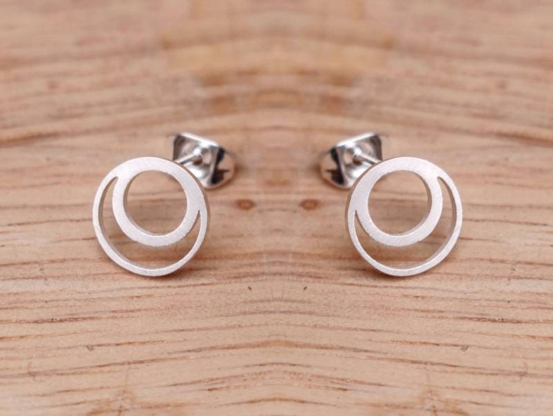 Double Circles Stud Earrings - Minimalist Jewelry, Simple Earrings, Gold Trendsetter Statement Gift von 0y1Barcelona