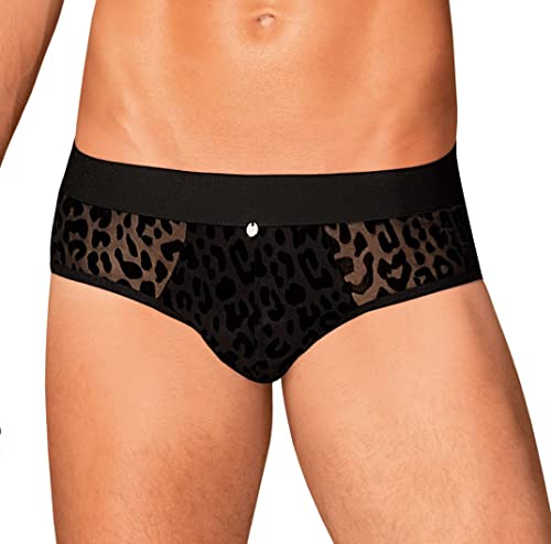 0bsessive Netz Panty Schwarz hinten offen sexy Boxershorts Männer Slip Leopard-Muster Multistretch-Netz elastisch transparent Jockstrap Größe: L/XL von 0bsessive