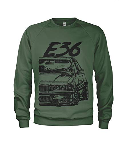 1/4 Mile E36 M3 3 Series Herren Sweatshirt Pullover #2066 (L, Militargrün) von 1/4 Mile