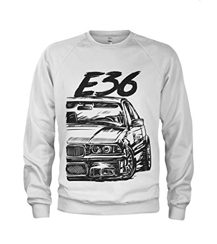 1/4 Mile E36 M3 3 Series Herren Sweatshirt Pullover #2066 (L, Weiß) von 1/4 Mile