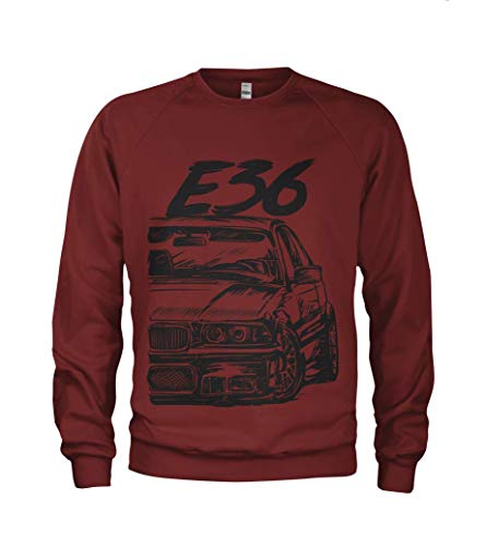 1/4 Mile E36 M3 3 Series Herren Sweatshirt Pullover #2066 (M, Maroon) von 1/4 Mile