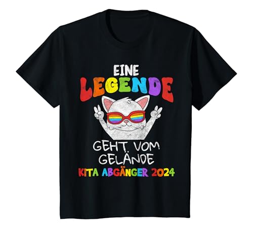 Kinder Eine Legende Verlässt das Gelände Kita Abgänger 2024 Katzen T-Shirt von 1 Klasse Einschulung Kindergarten-Abgänger Shop