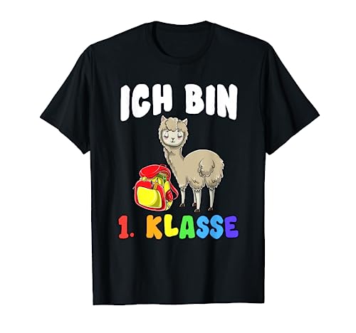 Ich Bin 1. Klasse Lama Schulanfang Mädchen Einschulung Llama T-Shirt von 1 Klasse Einschulungs T-Shirt Shop