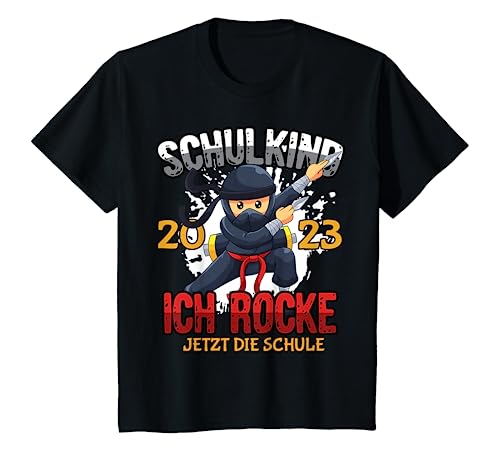 Kinder Schulkind 2023 Ich Rocke Jetzt Die Schule Jungen Ninja T-Shirt von 1 Klasse Einschulungs T-Shirt Shop