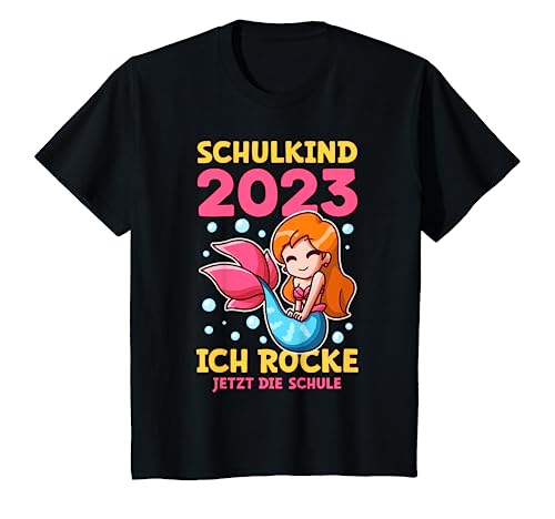 Kinder Schulkind 2023 Ich Rocke Jetzt Die Schule Meerjungfrau T-Shirt von 1 Klasse Einschulungs T-Shirt Shop