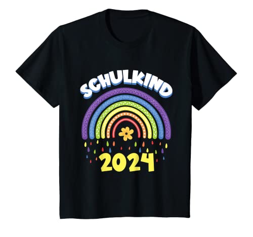 Kinder Schulkind 2024 Regenbogen Schulanfang Einschulung Mädchen T-Shirt von 1 Klasse Einschulungs T-Shirt Shop