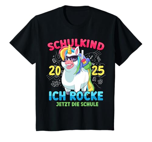 Schulkind 2025 Ich Rocke Jetzt Die Schule Mädchen Einhorn T-Shirt Schulkind 2025 Ich Rocke Jetzt Die Schule Mädchen Einhorn T-Shirt von 1 Klasse Einschulungs T-Shirt Shop