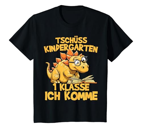 Kinder Tschüss Kindergarten 1 Klasse Dino Dinosaurier Einschulung T-Shirt von 1 Klasse Einschulungs T-Shirt Shop