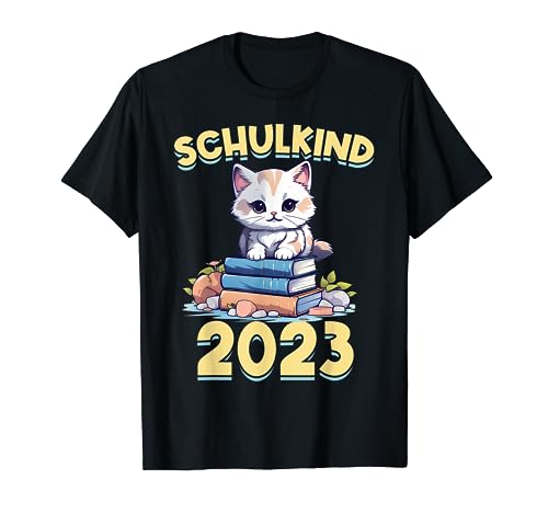 Schulkind 2023 Katzen Mädchen Lesen Einschulung Bücherwurm T-Shirt von 1 Klasse Einschulungs T-Shirt Shop