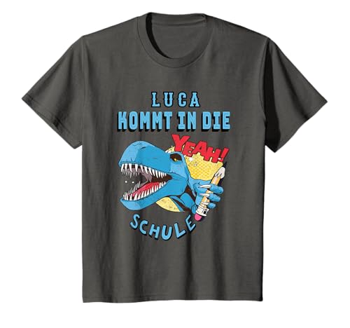Kinder Schulkind, Jungen, Dino Drache Einschulung Luca T-Shirt von 1 Klasse Schulanfang, Dinosaurier, Luca