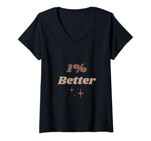 Damen Jeden Tag 1% Besser T-Shirt mit V-Ausschnitt Damen Jeden Tag 1% Besser T-Shirt mit V-Ausschnitt von 1%er Motivation day