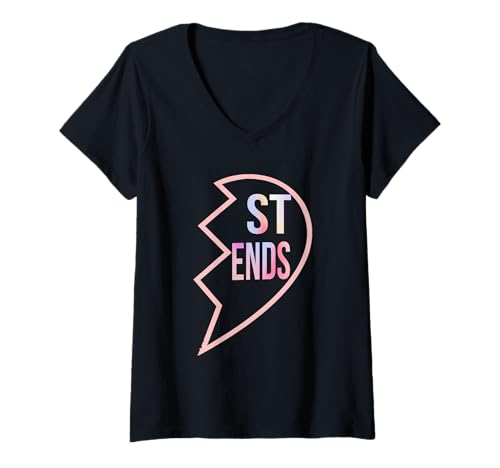 Damen BFF 1 Heart in 2 Best Friends Matching 2nd Part T-Shirt mit V-Ausschnitt von 1 heart in 2 BFF best friends matching Outfits