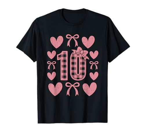 Hello Ten Double Digits Cute Coquette Bow 10th Birthday Girl T-Shirt Hello Ten Double Digits Cute Coquette Bow 10th Birthday Girl T-Shirt von 10 Year old Birthday Girl Coquette Bow