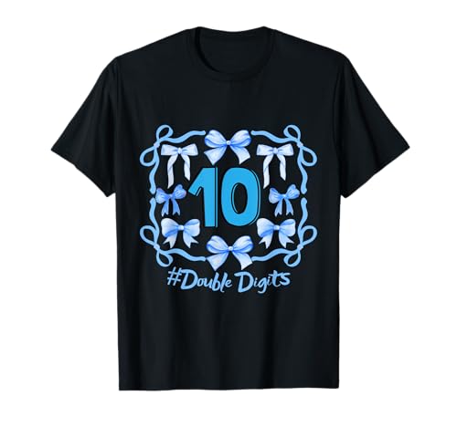 Hello Ten Double Digits Cute Coquette Bow 10th Birthday Girl T-Shirt von 10 Year old Birthday Girl Coquette Bow