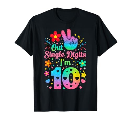 Hello Ten Double Digits Cute Coquette Bow 10th Birthday Girl T-Shirt von 10 Year old Birthday Girl Coquette Bow