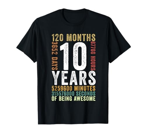 10. Geburtstag 10 Jahre alt Vintage Retro 120 Monate Kinder T-Shirt von 10 Years Old 10th Birthday Vintage Vibes Tees