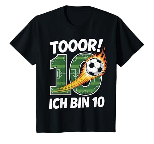 Kinder Toor Ich Bin 10 10.Geburtstag Fußball Junge 10 Jahre Cooles T-Shirt von 10. Geburtstag Junge Fußball Geschenkidee Tshirts