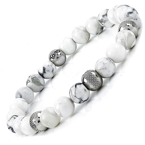 10:10 Elastisches Armband für Damen und Herren mit Natursteinen Durchmesser 8 mm, widerstandsfähiges Armband Made In Italy von 10:10