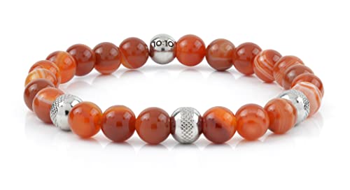 10:10 Elastisches Armband für Damen und Herren mit Natursteinen Durchmesser 8 mm, widerstandsfähiges Armband Made In Italy von 10:10