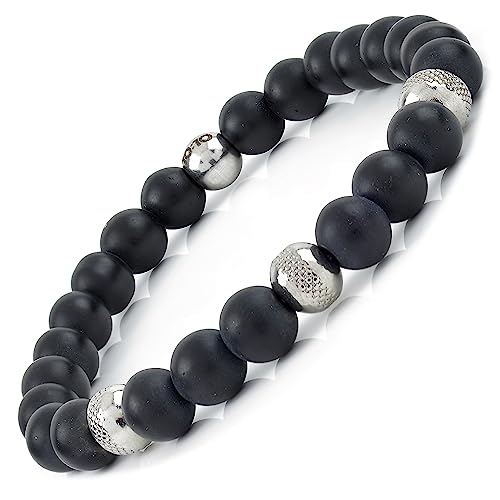 10:10 Elastisches Armband für Damen und Herren mit Natursteinen Durchmesser 8 mm, widerstandsfähiges Armband Made In Italy von 10:10