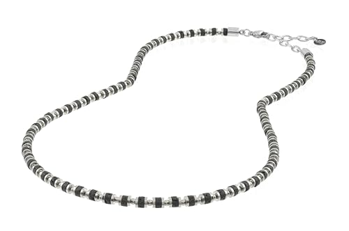 10:10 Halskette Herren Damen Natur Lava und Häma 4 mm – verstellbar, Edelstahl, Geschenkbox, hergestellt in Italien, Regolabile, Edelstahl Stein, Kein Edelstein von 10:10