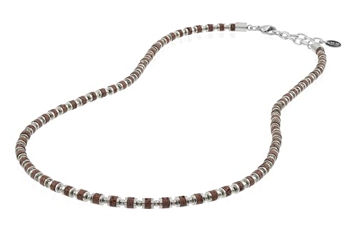 10:10 Halskette Herren Damen Natur Lava und Häma 4 mm – verstellbar, Edelstahl, Geschenkbox, hergestellt in Italien, Regolabile, Edelstahl Stein, Kein Edelstein von 10:10