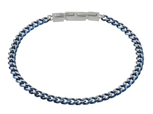 10:10 Herren armband Edelstahl Kubanische Kette Größenverstellbar Armschmuck Farbe Schwarz Blau Silber Geschenkbox von 10:10