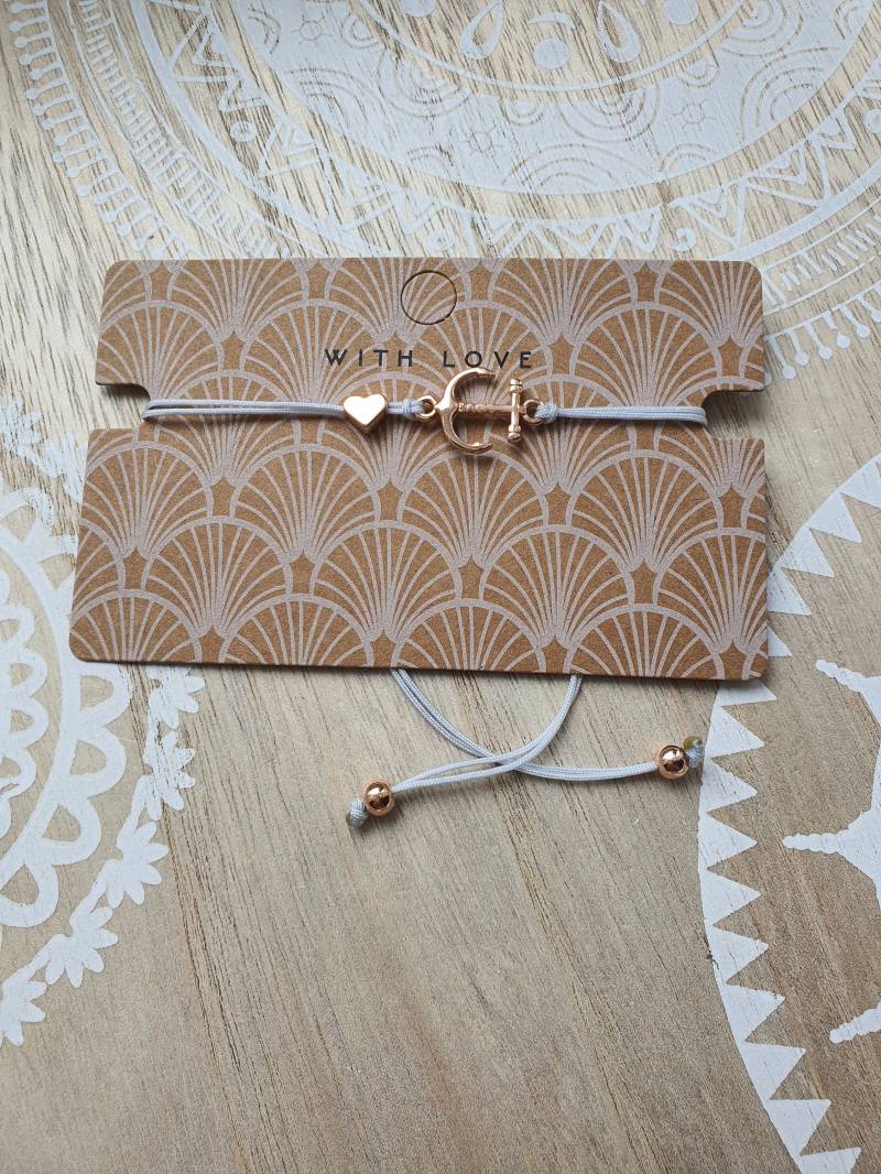 Anker Armband Makramee Anchor Liebe Love Macramé Herz von 1000Gluecksmomente