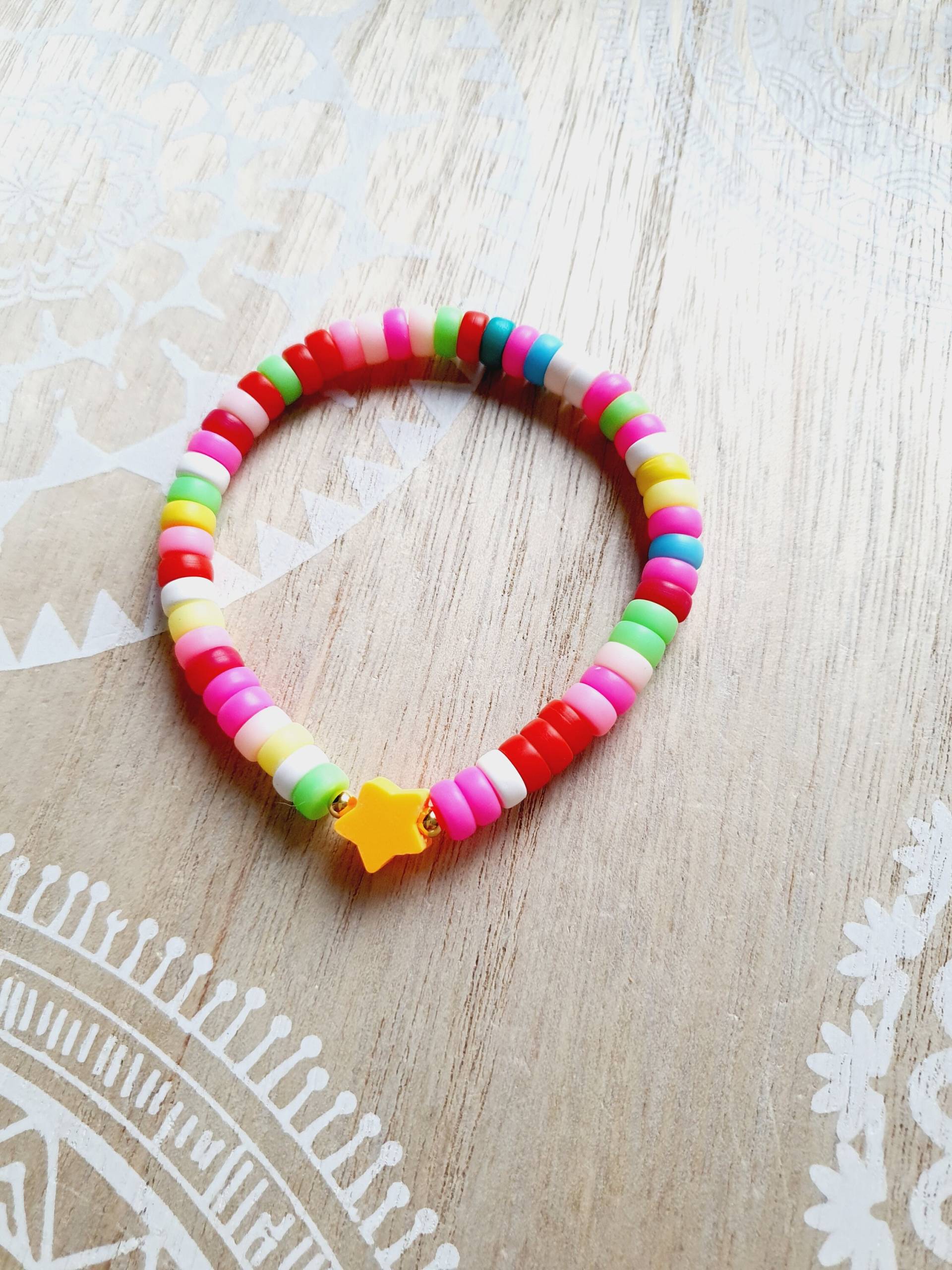 Armband Bunt Stern Katsukiperlen Orange Armband Bunt Stern Katsukiperlen Orange von 1000Gluecksmomente