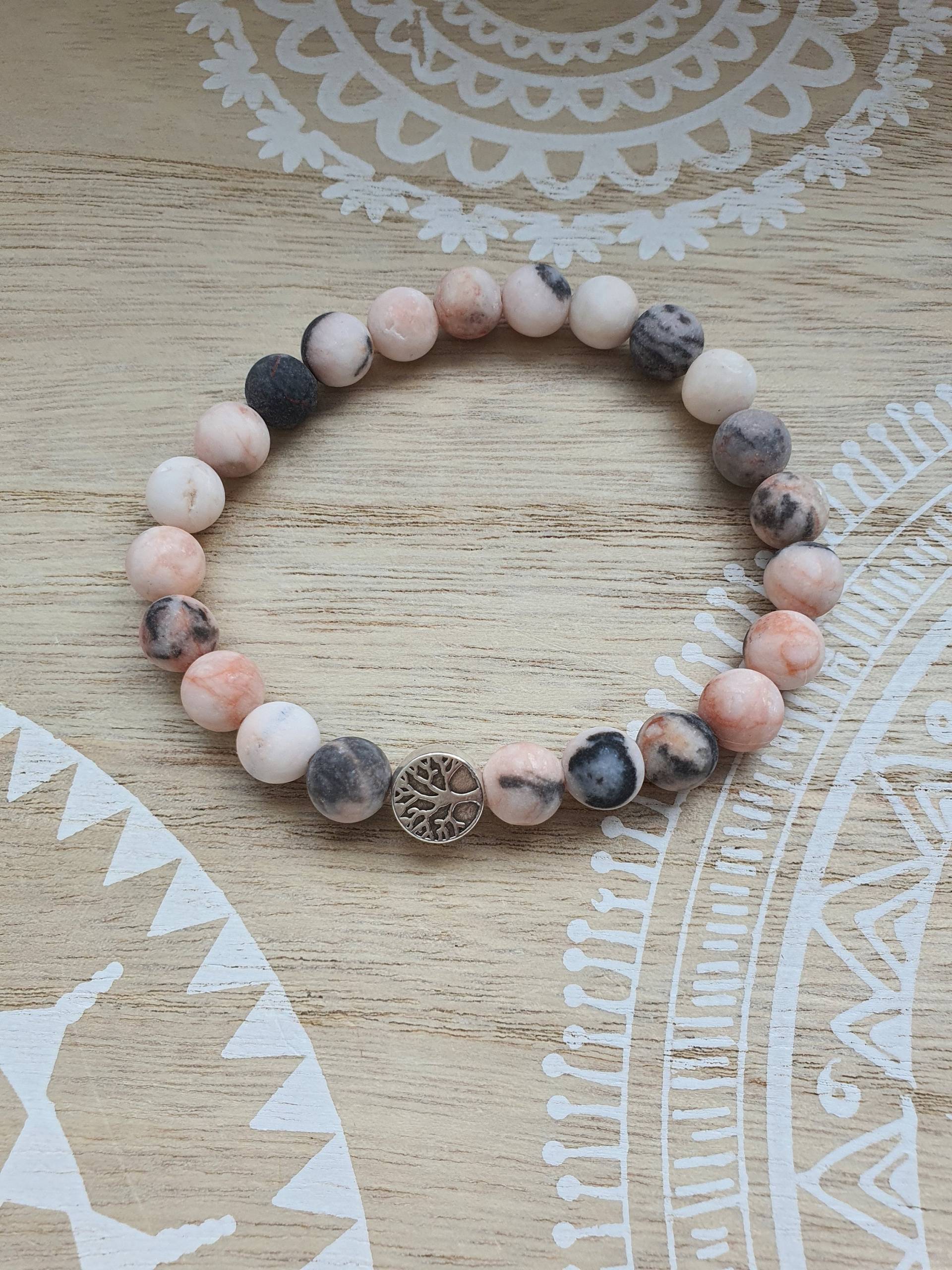 Armband Lebensbaum Rose Weiss Marmorierte Jaspisperlen Baum Des Lebens Armband Lebensbaum Rose Weiss Marmorierte Jaspisperlen Baum Des Lebens von 1000Gluecksmomente