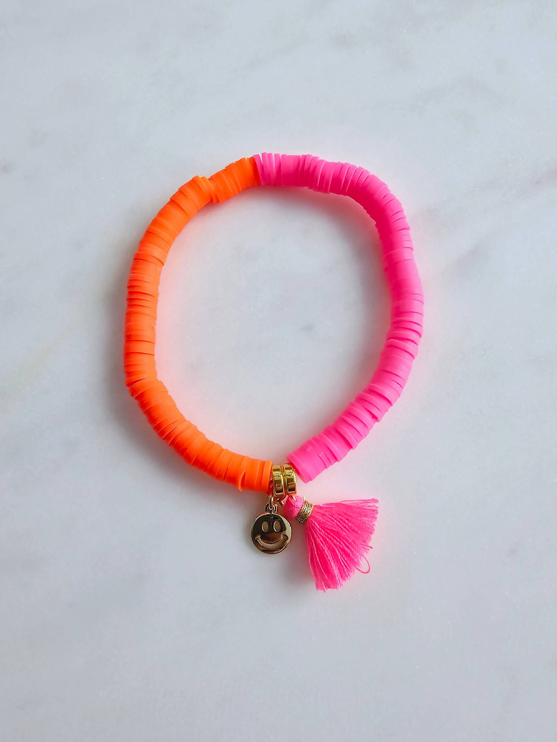 Armband Pink Orange Neon Katsuki Perlen Ibiza Style Smiley Armband Pink Orange Neon Katsuki Perlen Ibiza Style Smiley von 1000Gluecksmomente