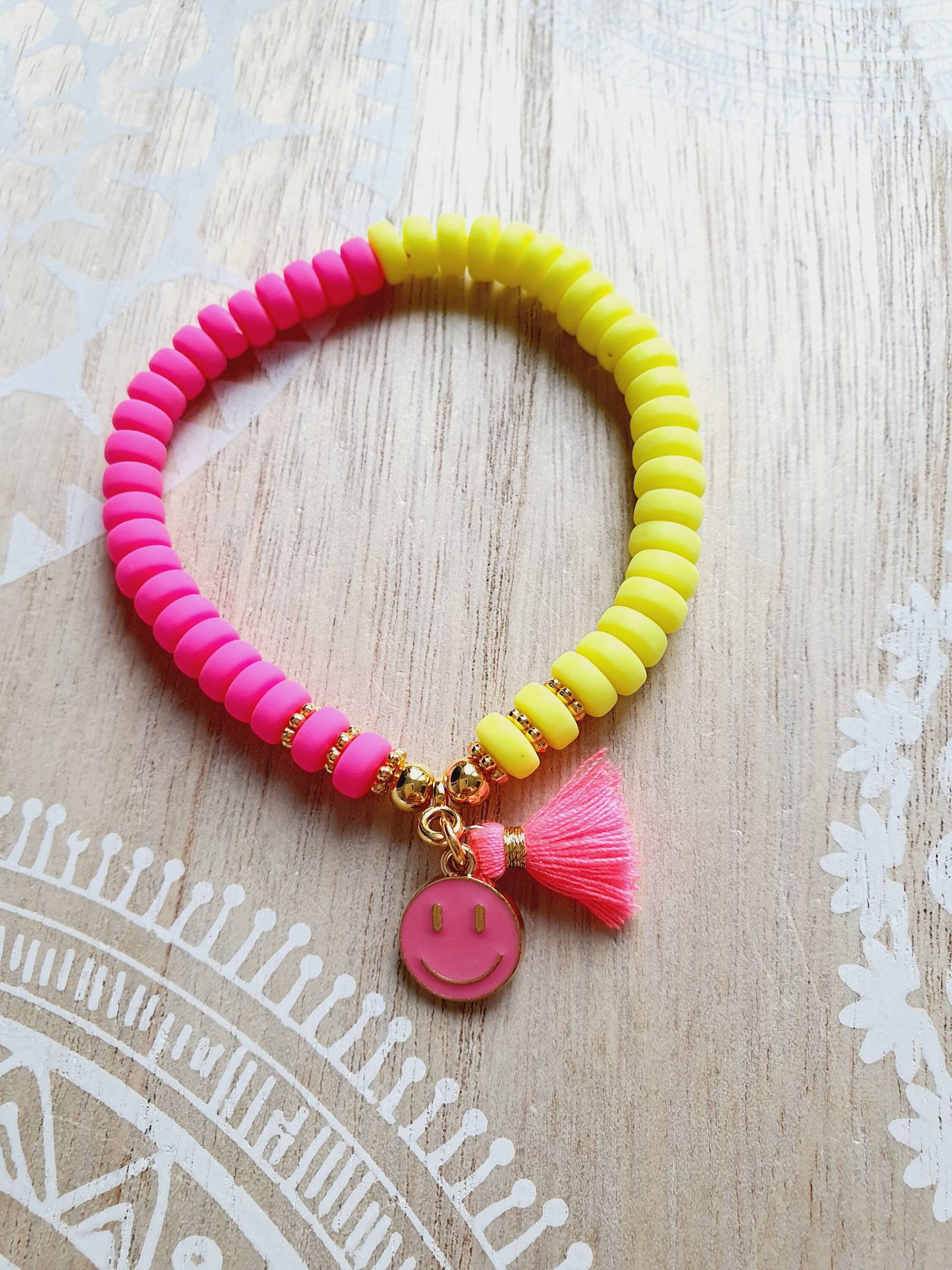 Armband Smiley Neon Gold Katsukiperlen Armband Smiley Neon Gold Katsukiperlen von 1000Gluecksmomente