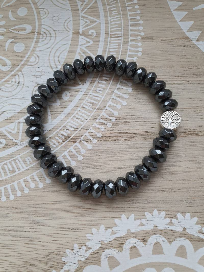 Baum Des Lebens Armband Silber Hämatit Perlen Perlenarmband von 1000Gluecksmomente
