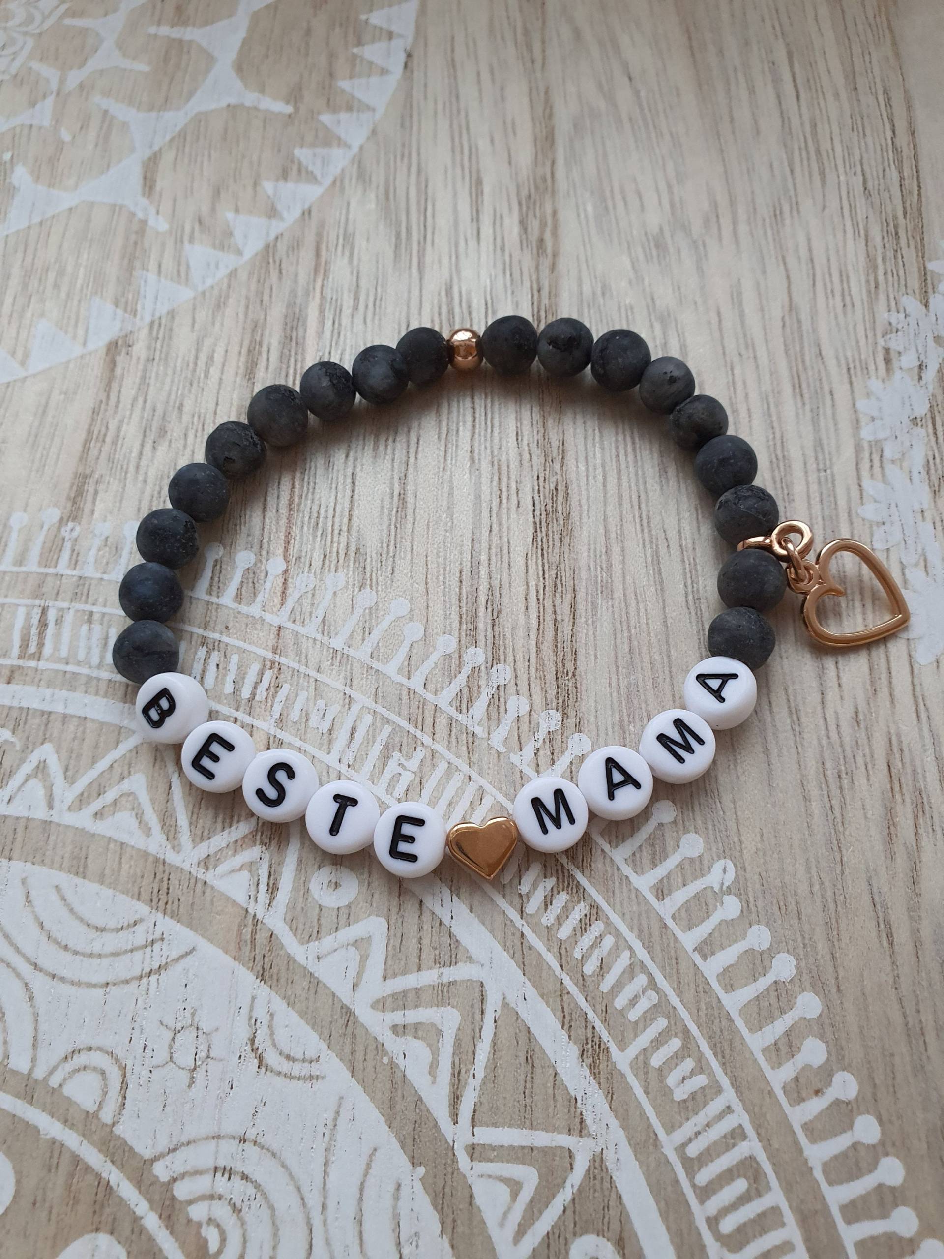Beste Mama Armband Mit Jadeperlen Roségold Perlenarmband Anthrazit Mutter Muttertag Namensarmband Beste Mama Armband Mit Jadeperlen Roségold Perlenarmband Anthrazit Mutter Muttertag Namensarmband von 1000Gluecksmomente
