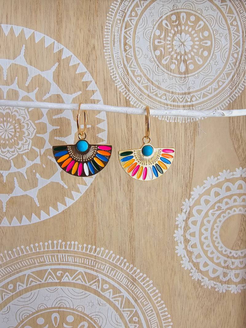 Boho Creolen Ohrringe Bunt von 1000Gluecksmomente