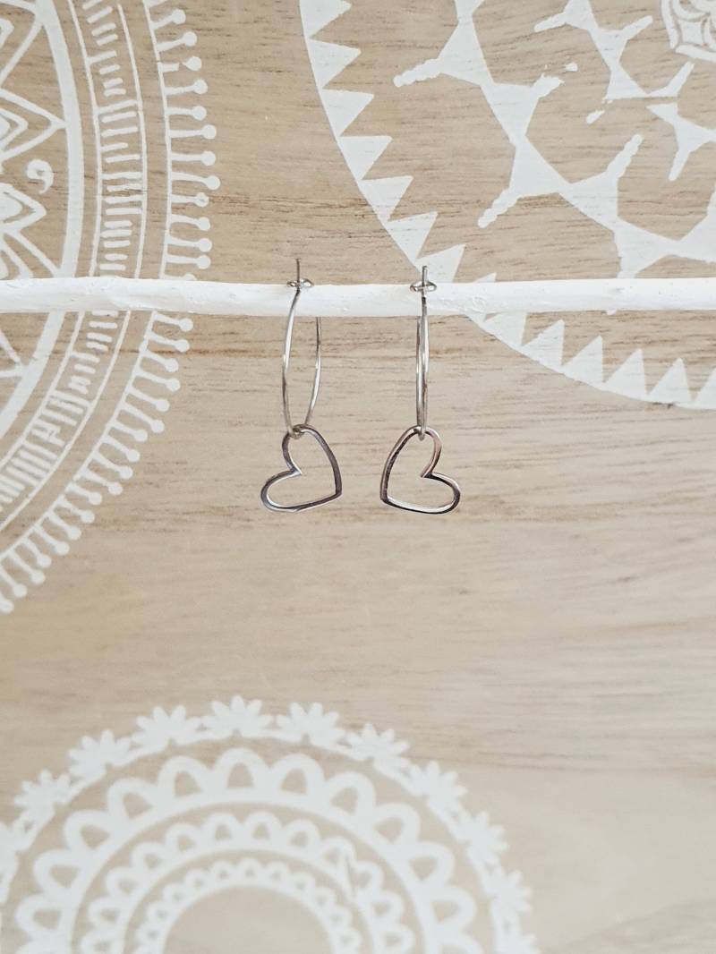 Creolen Herz Ohrringe Edelstahl Silber von 1000Gluecksmomente