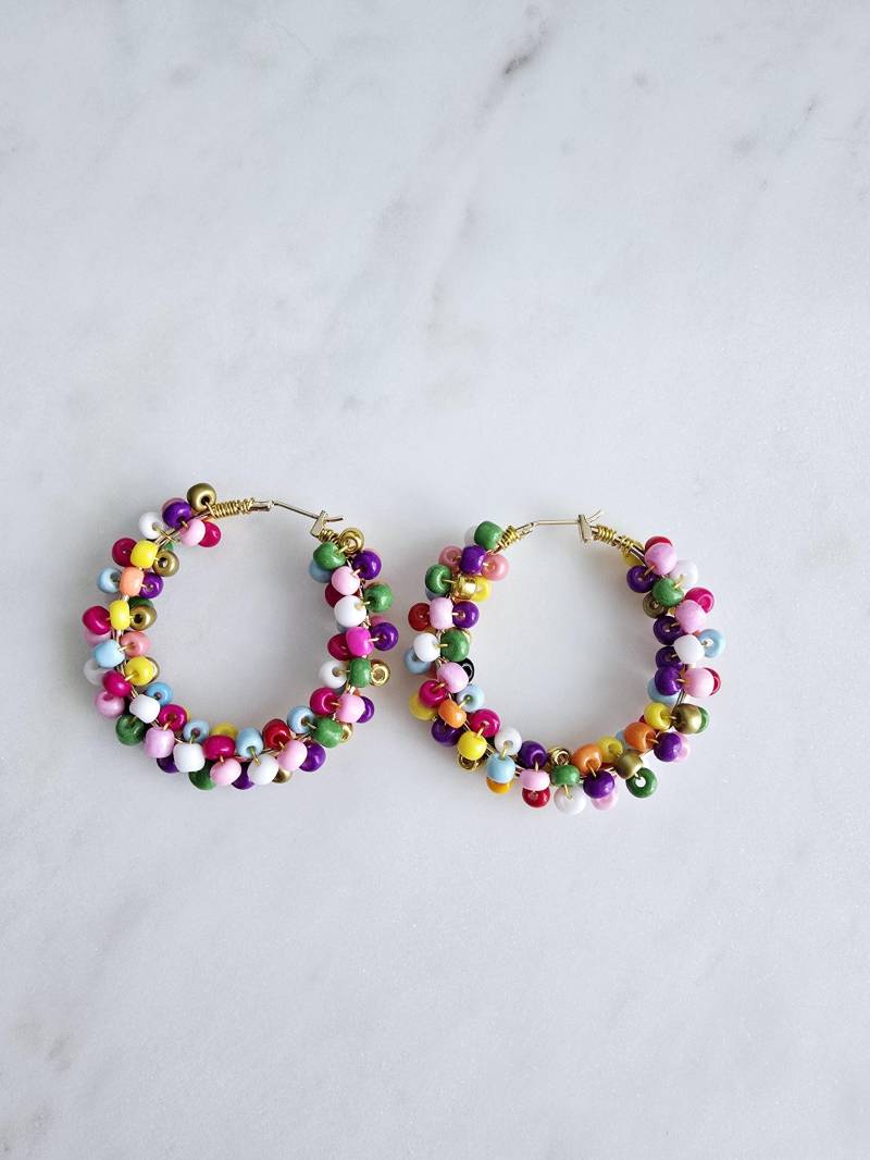 Creolen Konfetti Mit Perlen Bunt Pink Ibiza Party Creolen Konfetti Mit Perlen Bunt Pink Ibiza Party von 1000Gluecksmomente