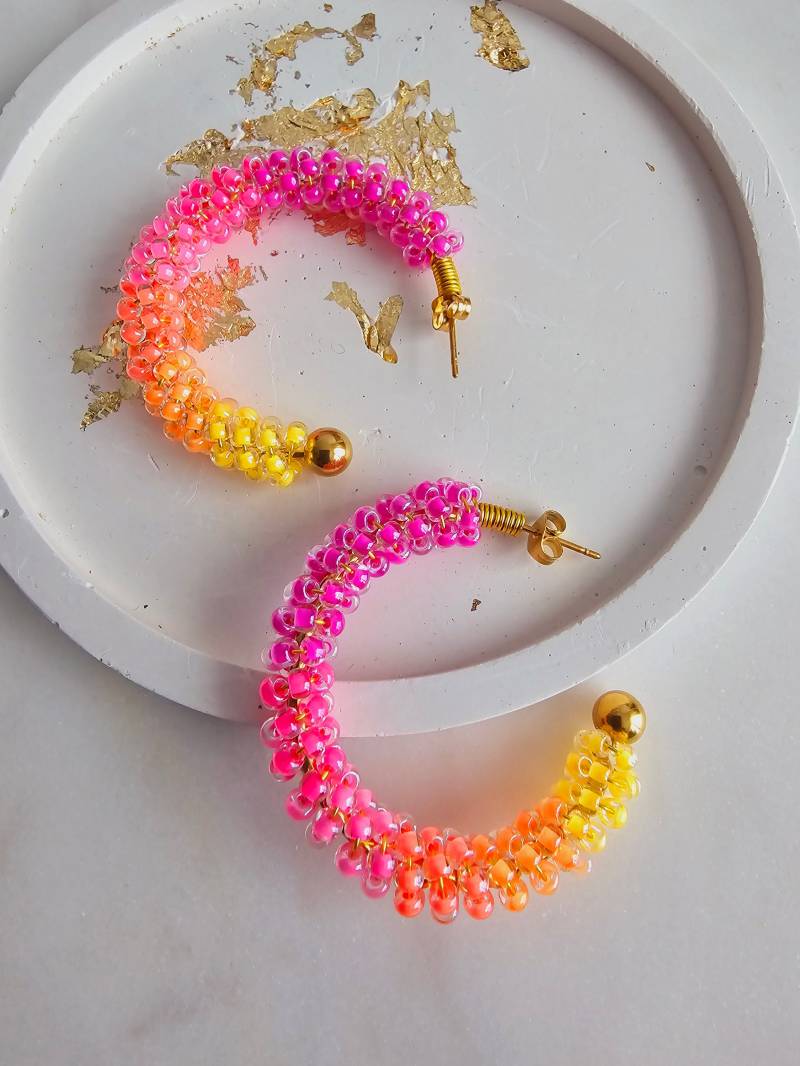 Creolen Mit Perlen Sunrise Gold Ibiza Party Creolen Mit Perlen Sunrise Gold Ibiza Party von 1000Gluecksmomente