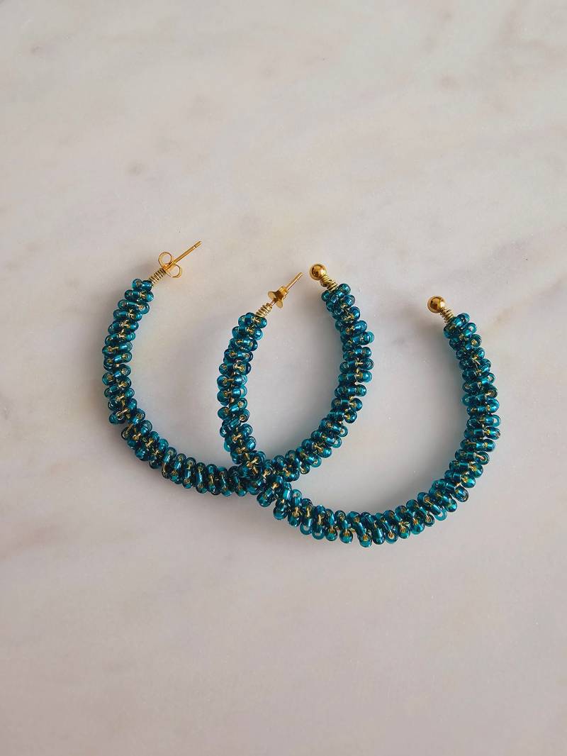 Große Creolen Mit Perlen Boho Ibiza Party von 1000Gluecksmomente