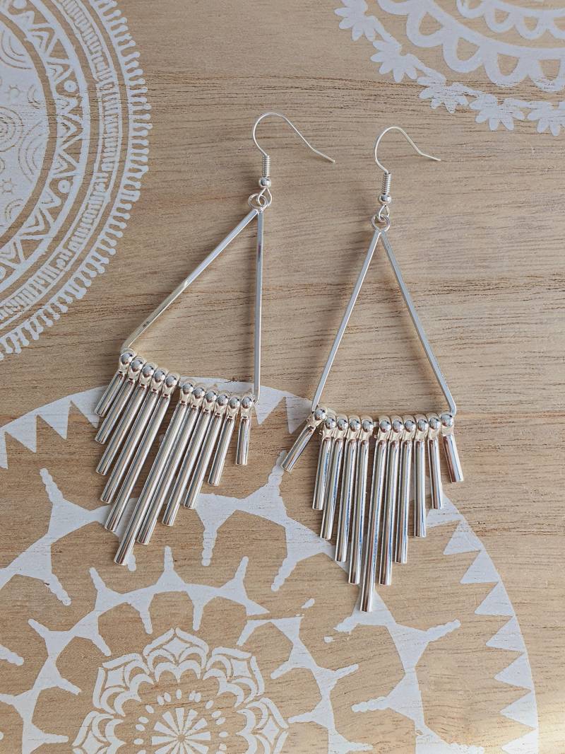 Messing Ohrringe Fransenohrringe Boho Ethnic 925 Versilbert von 1000Gluecksmomente