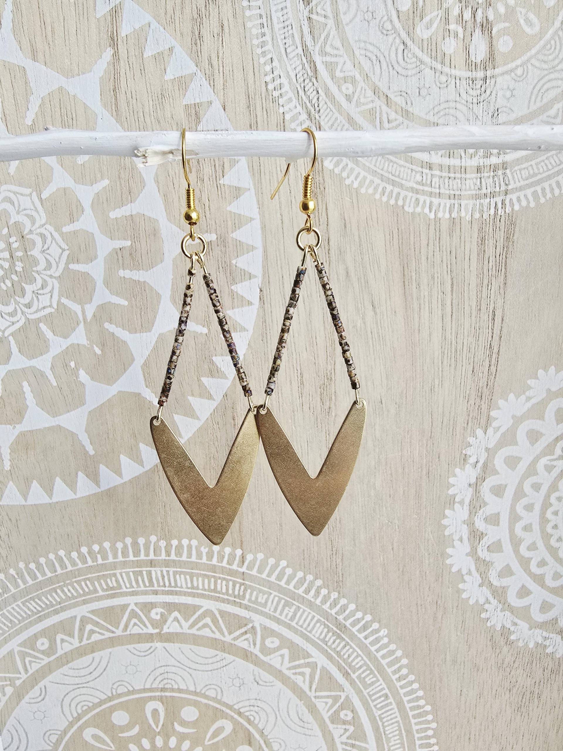 Messing Ohrringe Mit Miyuki Glasperlen Boho Ethnic Gold Messing Ohrringe Mit Miyuki Glasperlen Boho Ethnic Gold von 1000Gluecksmomente