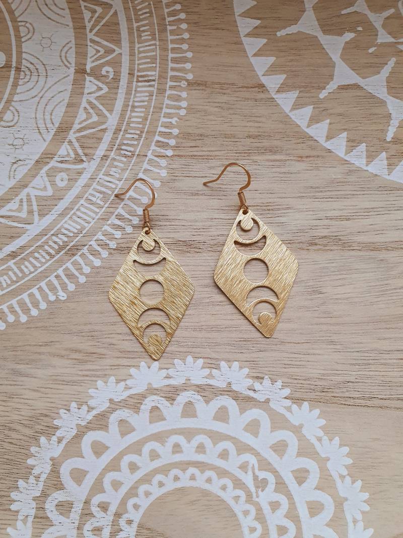 Messing Ohrringe Mondphasen Gold Messing Ohrringe Mondphasen Gold von 1000Gluecksmomente