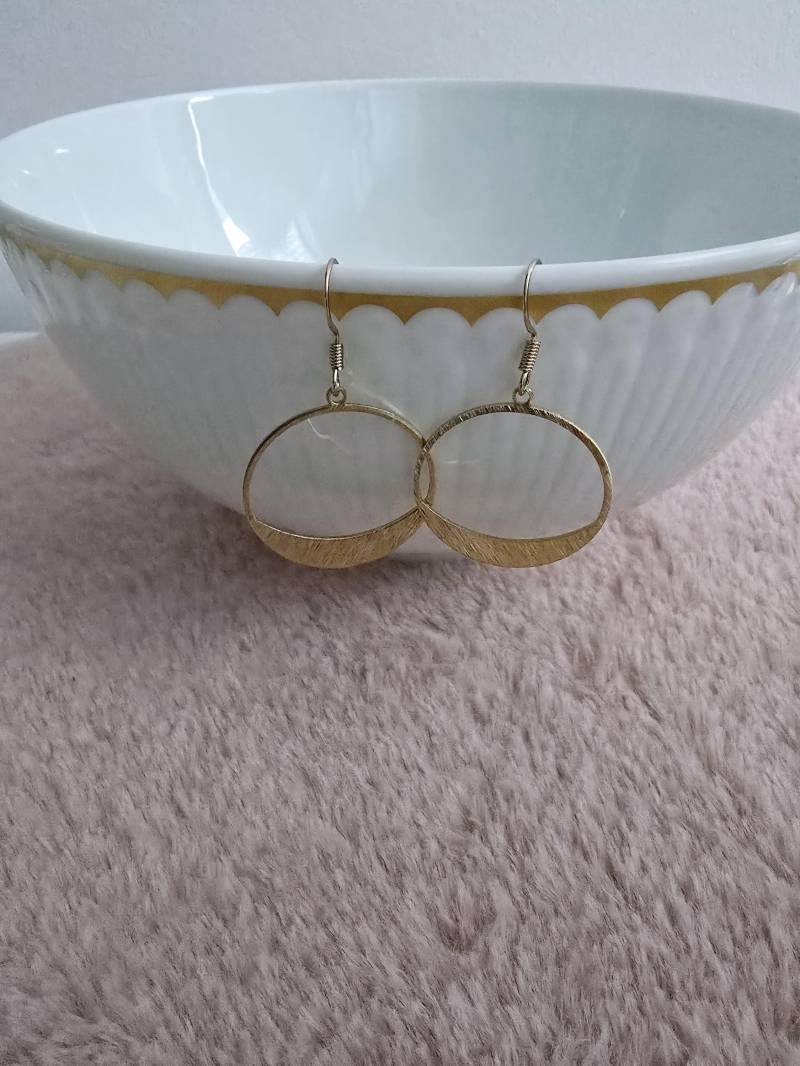 Messing Ohrringe Mit Kreis Anhänger Creole Aus von 1000Gluecksmomente